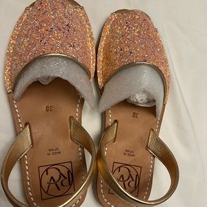 Avarcas USA Pons - handmade in Spain pink glitter sandals